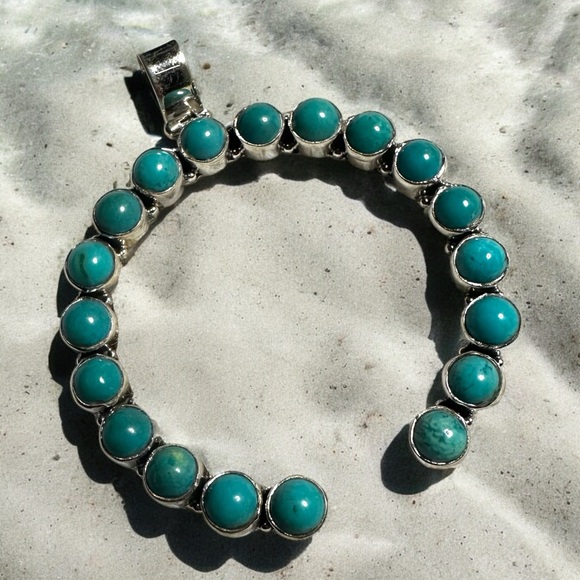 Turquoise Sterling Silver Naja Pendant - Picture 3 of 11